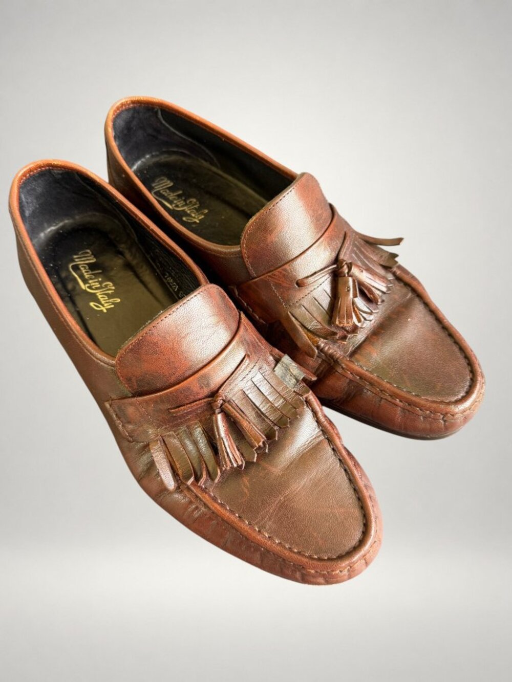Kenneth Cole Made in Italy Brown Leather Tassel Loafers Men's 11 EEE